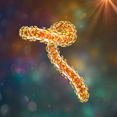 A skin rash on the chest of a patient with Marburg hemorrhagic fever, 3D illustration