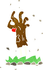 cartoon zombie hand rising from ground