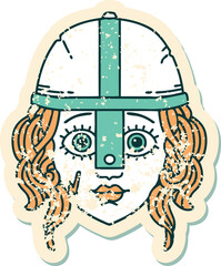 grunge sticker of a human fighter