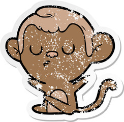 distressed sticker of a cartoon monkey