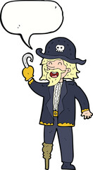 cartoon pirate captain with speech bubble