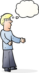 cartoon curious man with thought bubble