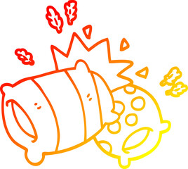 warm gradient line drawing of a cartoon pillow fight