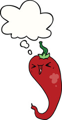 cartoon hot chili pepper with thought bubble