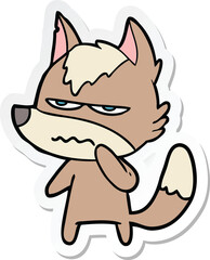 sticker of a cartoon annoyed wolf