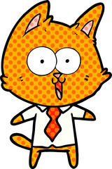funny cartoon cat wearing shirt and tie