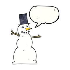 freehand speech bubble textured cartoon snowman