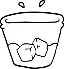 line drawing cartoon drink in glass tumbler
