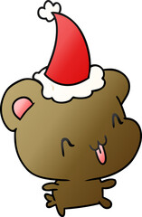 hand drawn christmas gradient cartoon of kawaii bear