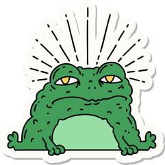 sticker of a tattoo style toad character