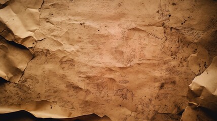 Old paper parchment weathered grunge aged papirus texture. Generative AI.