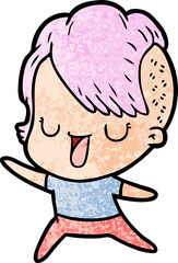 cute cartoon girl with hipster haircut