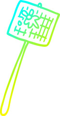cold gradient line drawing of a cartoon fly swatted