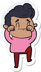 sticker of a happy cartoon man