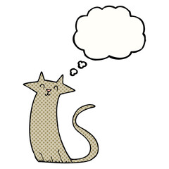 freehand drawn thought bubble cartoon cat
