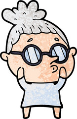 cartoon woman wearing glasses