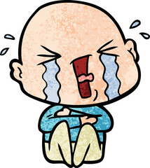 cartoon crying bald man