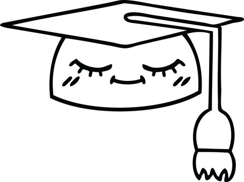 recommend clip art: line drawing cartoon of a graduation hat