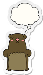 cartoon bear with thought bubble as a printed sticker