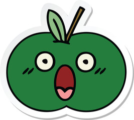 sticker of a cute cartoon juicy apple