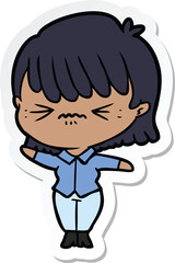 Obraz premium sticker of a annoyed cartoon girl