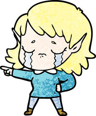 cartoon crying elf girl