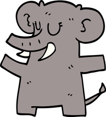 cartoon doodle standing elephant