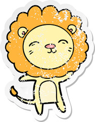 distressed sticker of a cartoon lion