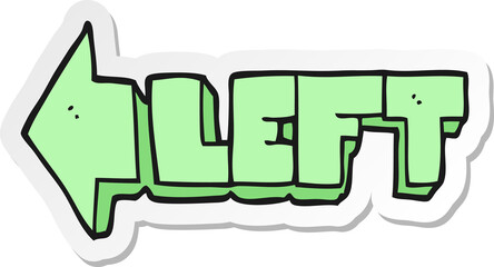 sticker of a cartoon left symbol