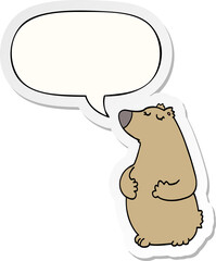 cartoon bear with speech bubble sticker