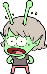 cartoon shocked alien girl