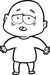 cartoon tired bald man