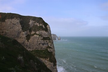 Fototapeta na wymiar scenic coastline with cliffs in France 