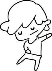 line drawing illustration of a kawaii cute boy