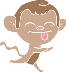 funny flat color style cartoon monkey running