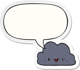 cute cartoon cloud with speech bubble sticker