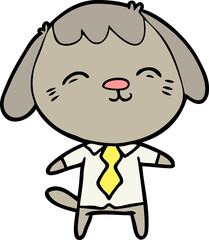 happy cartoon office worker dog