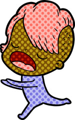 cartoon cool hipster girl talking