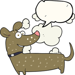 freehand drawn speech bubble cartoon happy dog