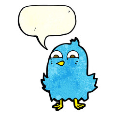 funny cartoon bird with thought bubble