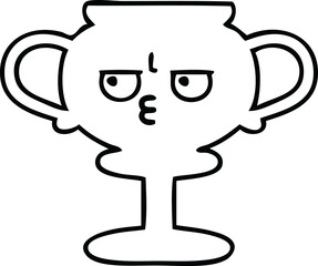 line drawing cartoon of a trophy