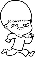 annoyed cartoon boy