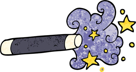 grunge textured illustration cartoon magician wand