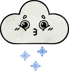 retro grunge texture cartoon of a snow cloud