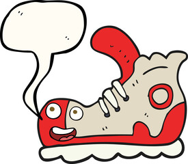 freehand drawn speech bubble cartoon sneaker