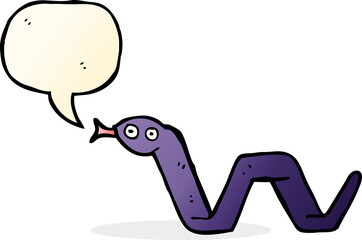funny cartoon snake with speech bubble