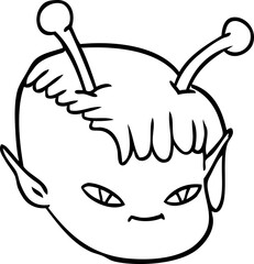 cartoon alien space girl face