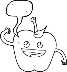 freehand drawn speech bubble cartoon apple