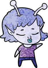 cute alien girl cartoon