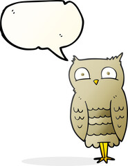 freehand drawn speech bubble cartoon owl